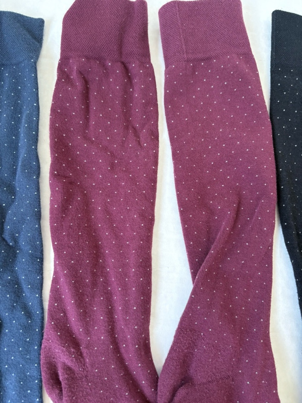 Bombas Men’s Dress Socks L Black Blue Burgundy Over the Calf Dot Knee High - Picture 4 of 8